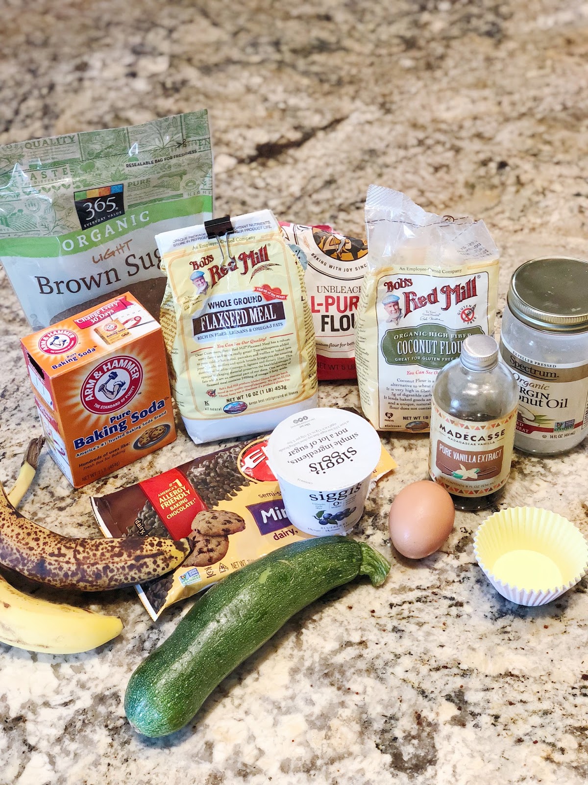 ingredients for banana zucchini muffins